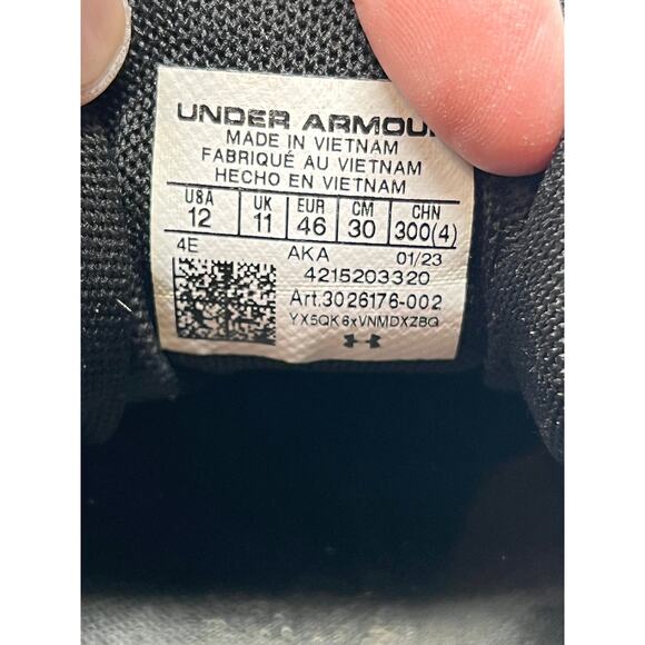 Under Armour Charged Assert 10 4E Wide Triple Black Mens 12 - Picture 7 of 7